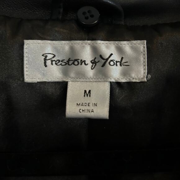 PRESTON & YORK Black Lamb Leather Removeable Dyed Fox Fur Collar Jacket Size M - Picture 6 of 9